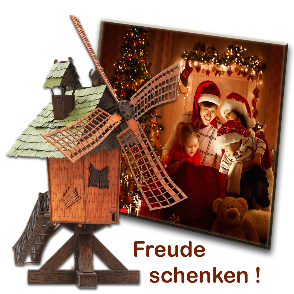 Räucherhaus Windmühle, Bastelsatz, DAMASU, Erzgebirge, Holzkunst, selber bauen, Weihnachten, basteln, Seiffen