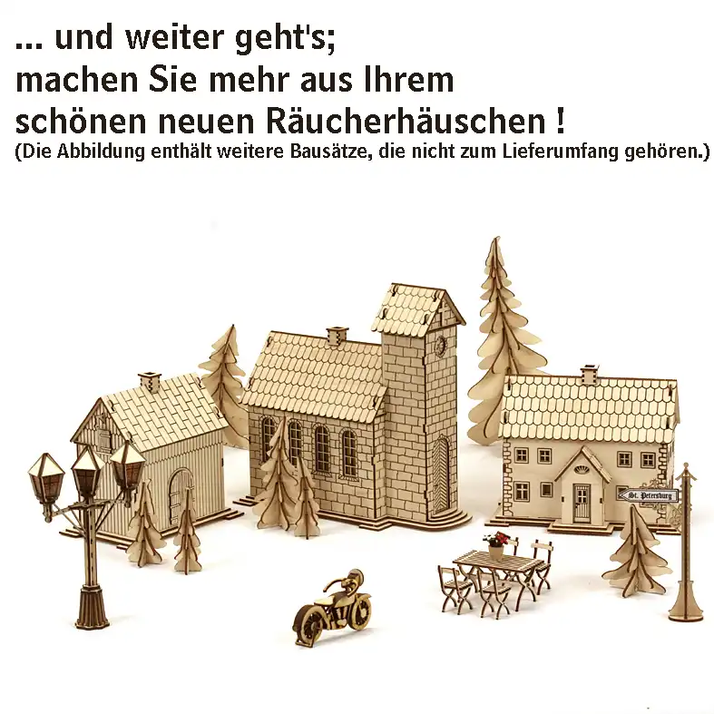 Bastelsatz Räucherhaus Scheune DAMASU Holzkunst aus dem Erzgebirge
