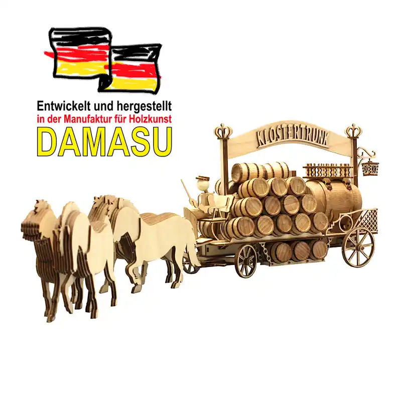 Bastelset Kutsche Pferdefuhrwerk DAMASU Holzkunst aus dem Erzgebirge