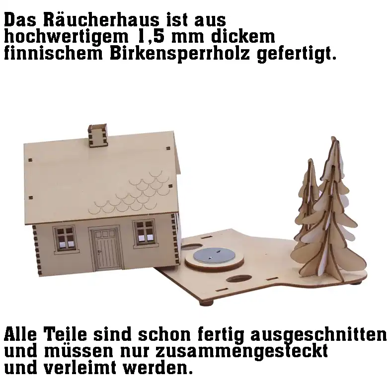 Holzbausatz Räucherhaus kleines Haus DAMASU Holzkunst aus dem Erzgebirge