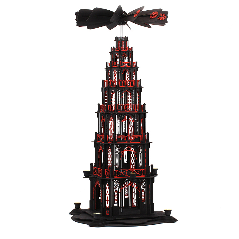 Weihnachtspyramide Bastelsatz Gotikpyramide mit 6 Et., schwarz/rot
