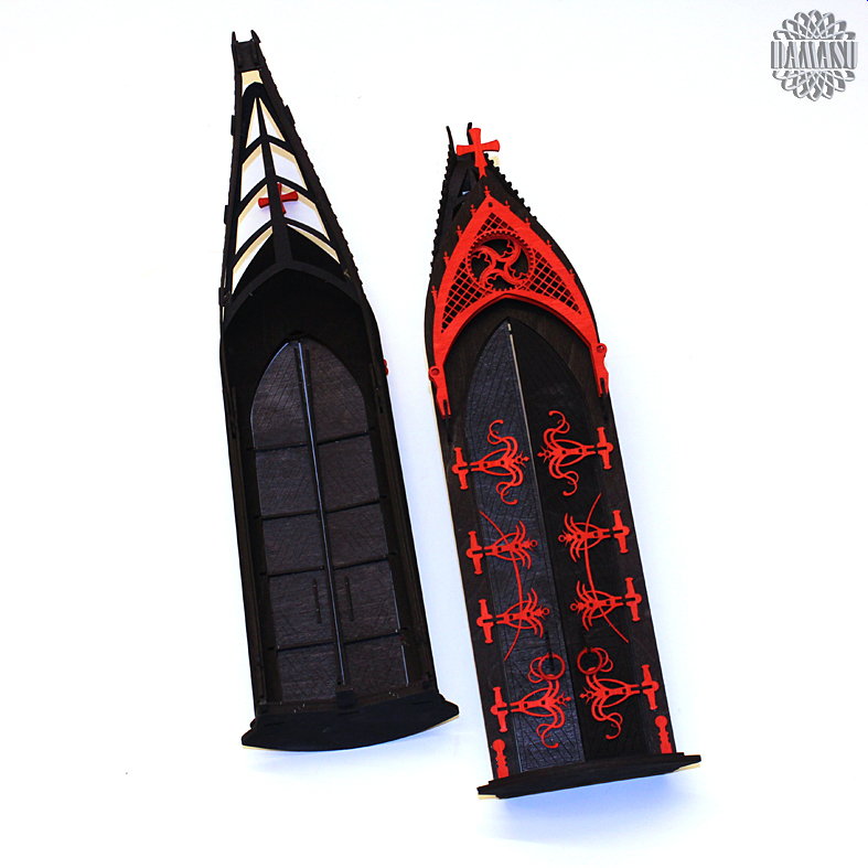 Zusatztüren für die Weihnachtspyramide Kapelle, schwarz/rot