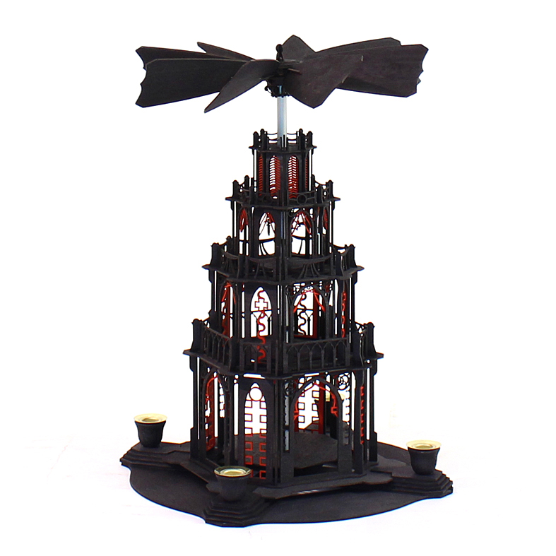 Bausatz Gotikpyramide mit 3 Et., schwarz/rot