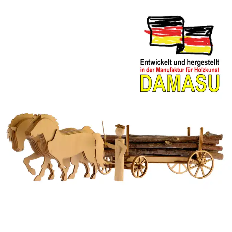 Holzbastelset Kutsche Langholzwagen DAMASU Holzkunst aus dem Erzgebirge
