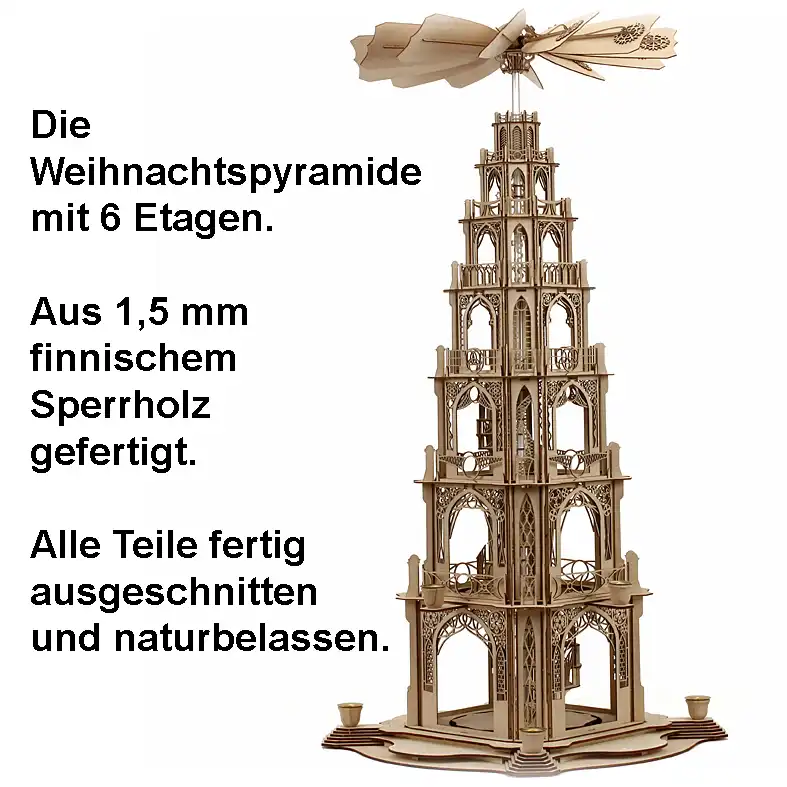 Bastelsatz Pyramide Gotikpyramide DAMASU Holzkunst aus dem Erzgebirge