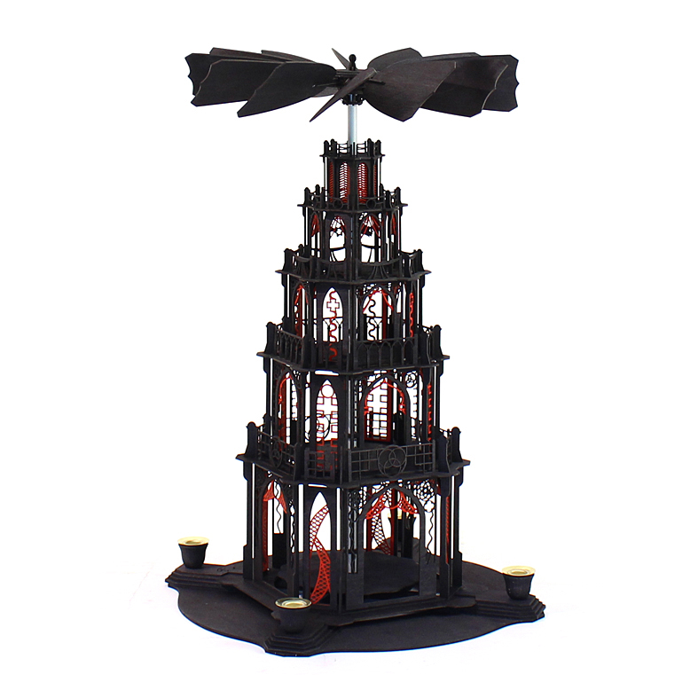 Bausatz Gotikpyramide mit 4 Et., schwarz/rot
