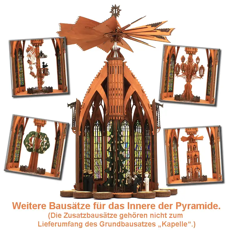 Holzbausatz Pyramide Kirche  DAMASU Holzkunst aus dem Erzgebirge