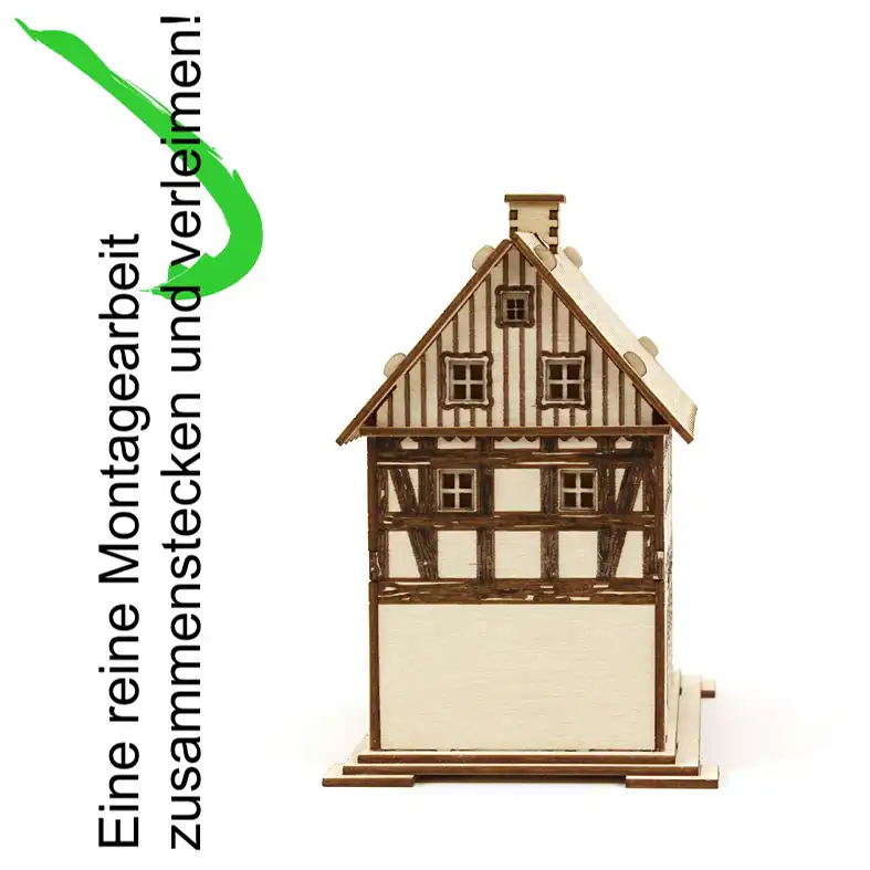Bastelset Räucherhaus Umgebindehaus DAMASU Holzkunst aus dem Erzgebirge