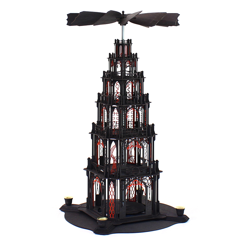 Bausatz Gotikpyramide mit 5 Et., schwarz/rot