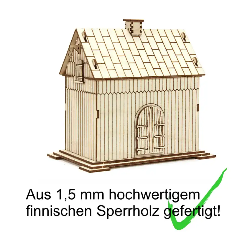 Bastelsatz Räucherhaus Scheune DAMASU Holzkunst aus dem Erzgebirge