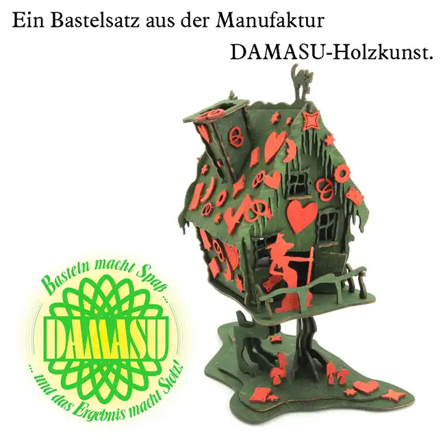 Bastelsatz Räucherhaus Hexenhaus DAMASU Holzkunst aus dem Erzgebirge