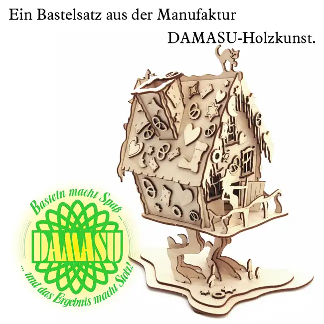 Holzbausatz Räucherhaus Pfefferkuchenhaus DAMASU Holzkunst aus dem Erzgebirge
