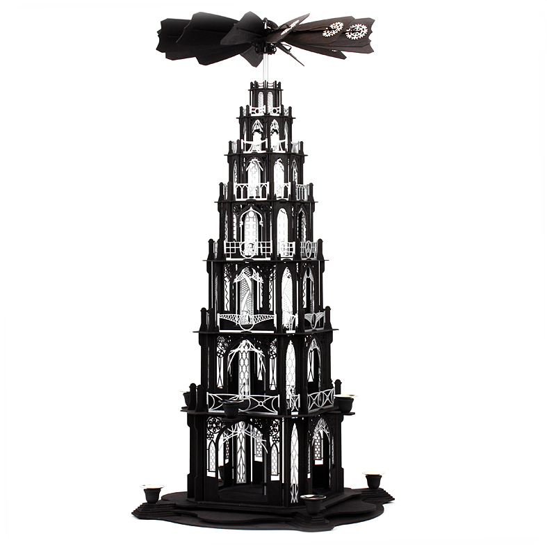 Bausatz Gotikpyramide mit 6 Et., schwarz/silber