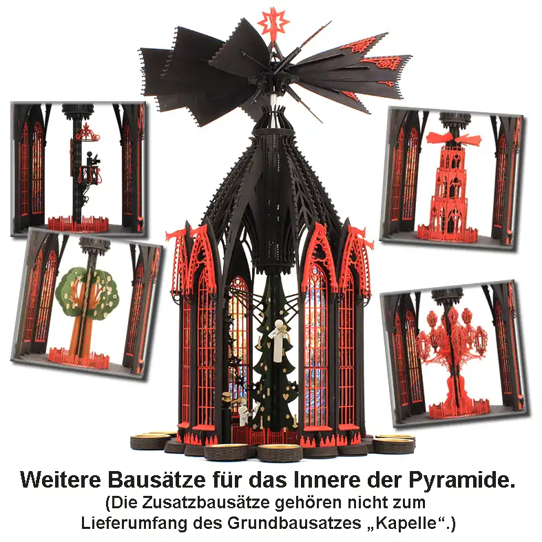 Bastelsatz Pyramide Kapelle DAMASU Holzkunst aus dem Erzgebirge